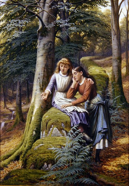 Deux filles dans un paysage - Edward Charles Barnes