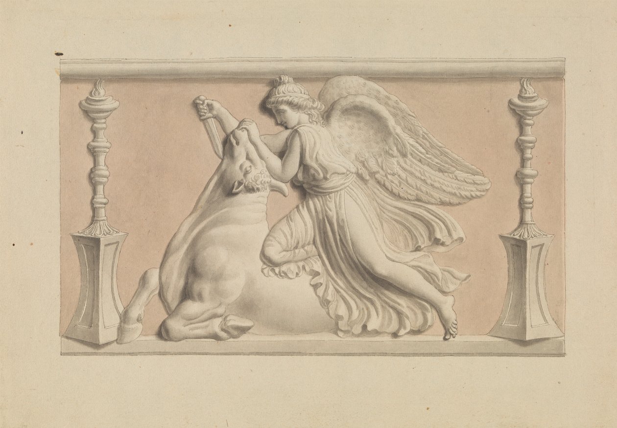 Figure Ailée Tuant un Taureau - Edward Francis Burney