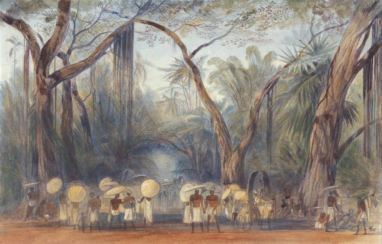Coolies sur la route près de Kalicut, Malabar - Edward Lear