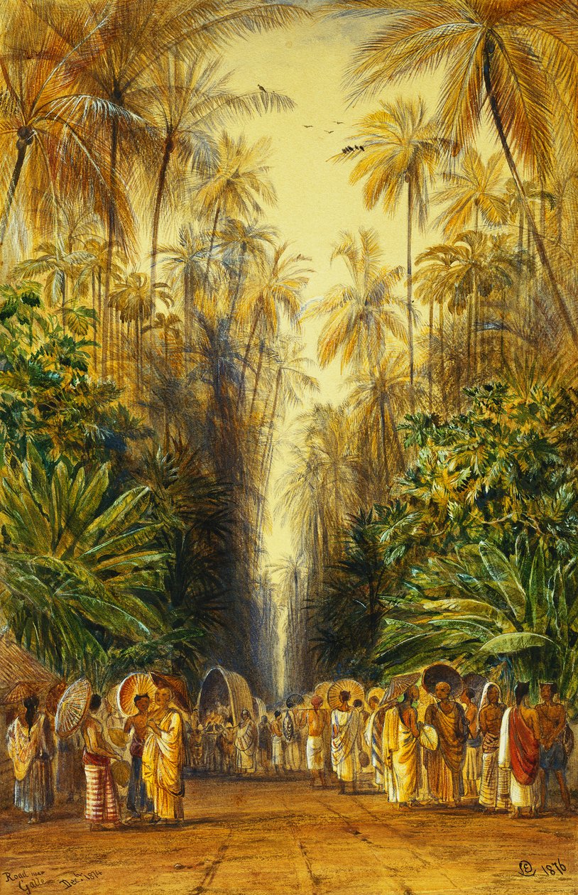 Figures sur une route près de Galle, Ceylan - Edward Lear