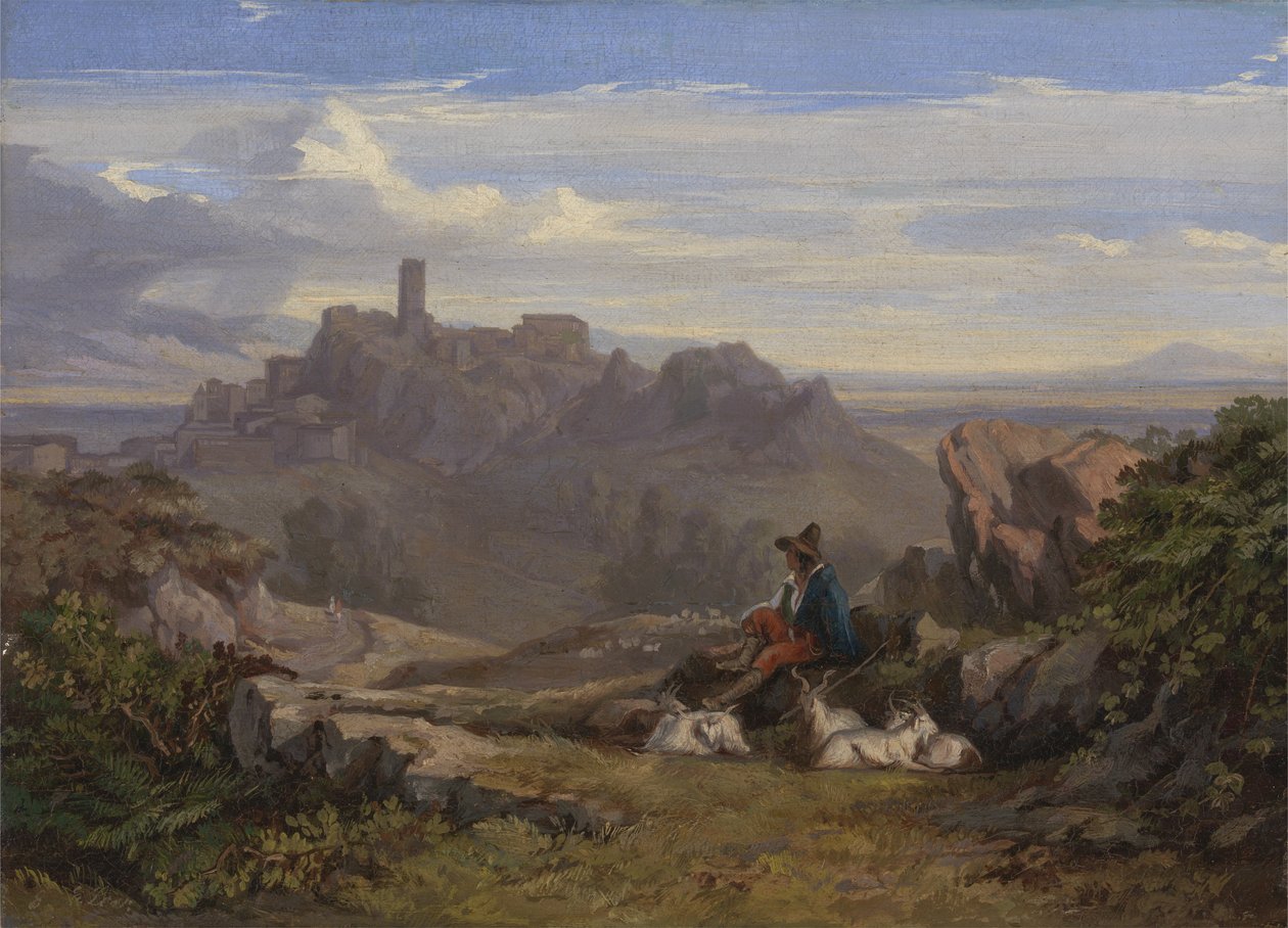 Paysage avec chevrier, vers 1842 - Edward Lear