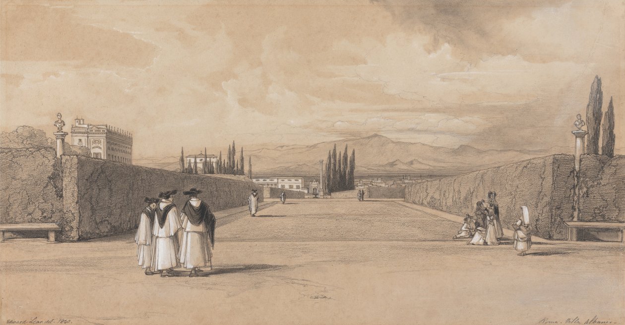 Les jardins de la Villa Albani - Edward Lear