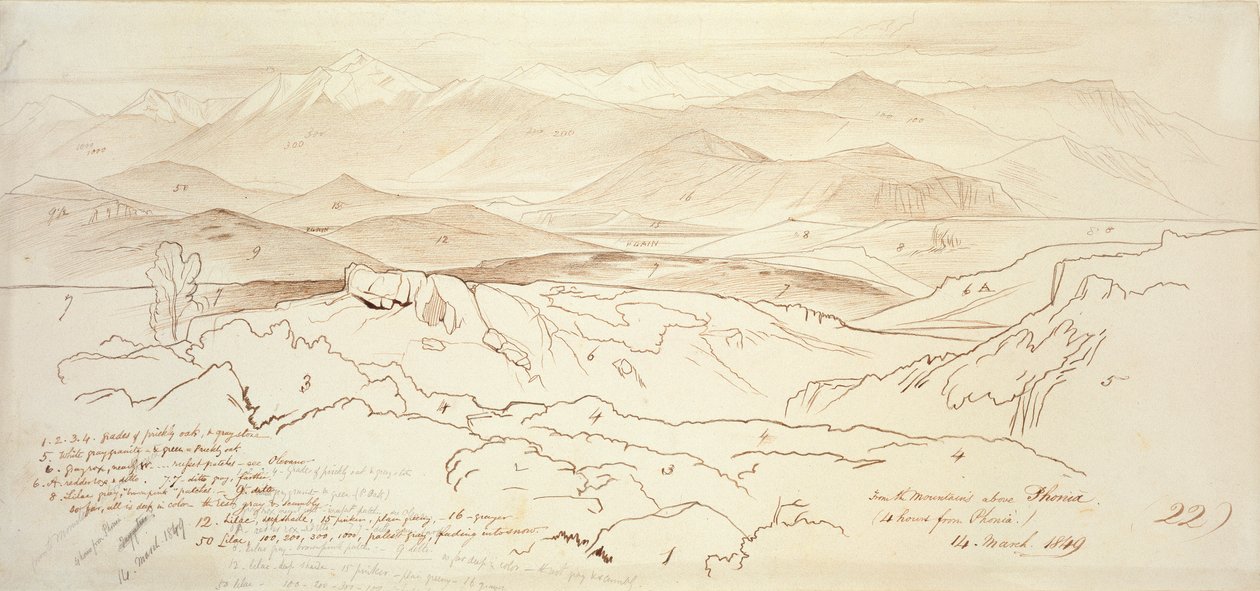Vue des montagnes au-dessus de Phonia - Edward Lear