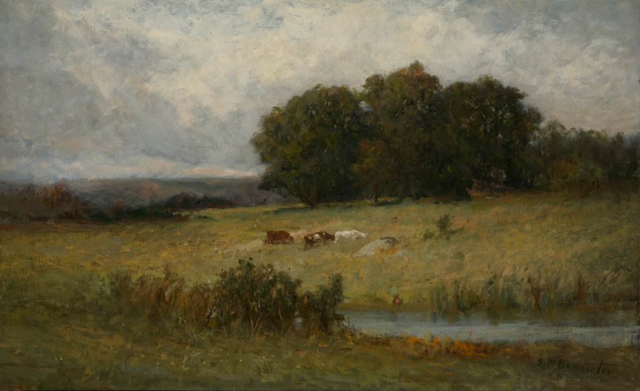 Scène lumineuse de bétail près d