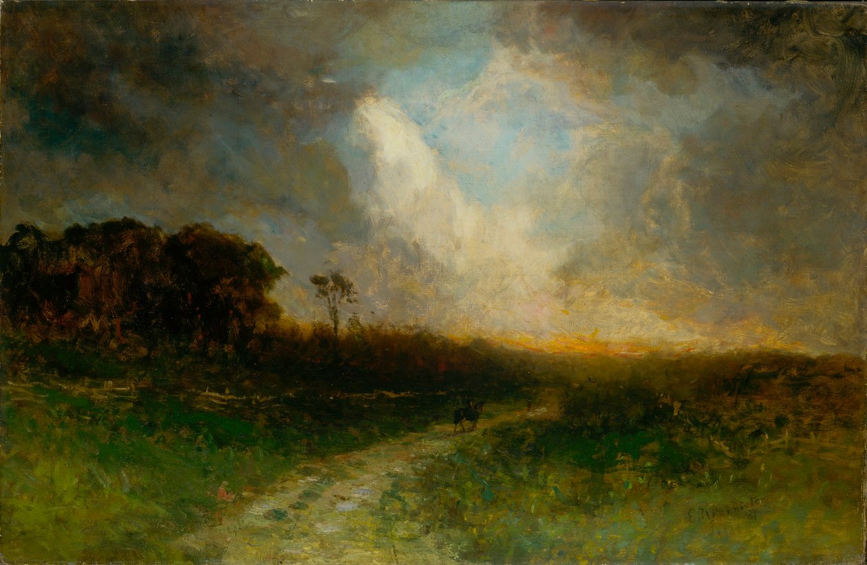 Sans titre (paysage, homme à cheval) - Edward Mitchell Bannister