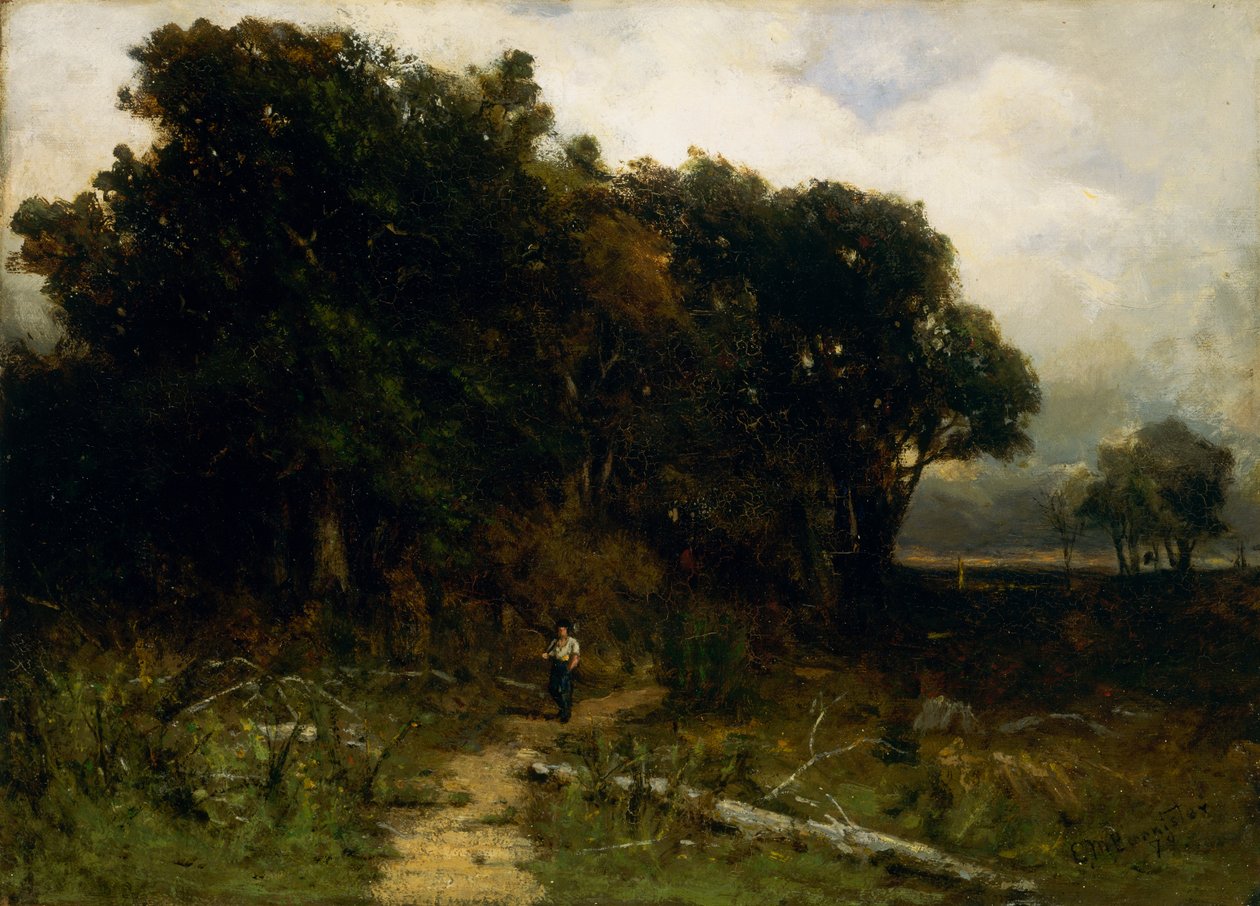 Paysage sans titre, bûcheron sur le chemin, 1879 - Edward Mitchell Bannister