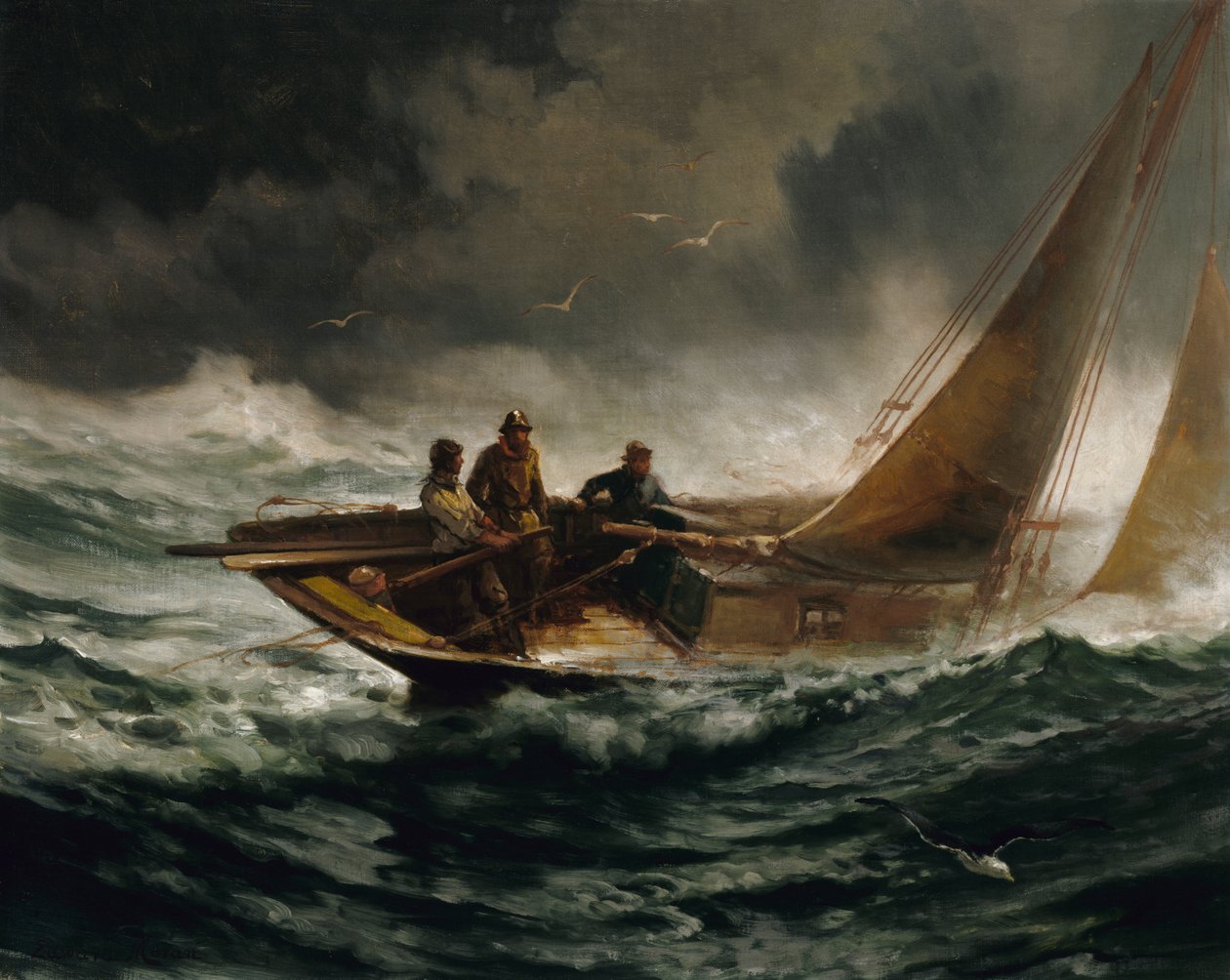 Affronter une tempête, vers 1889 - Edward Moran