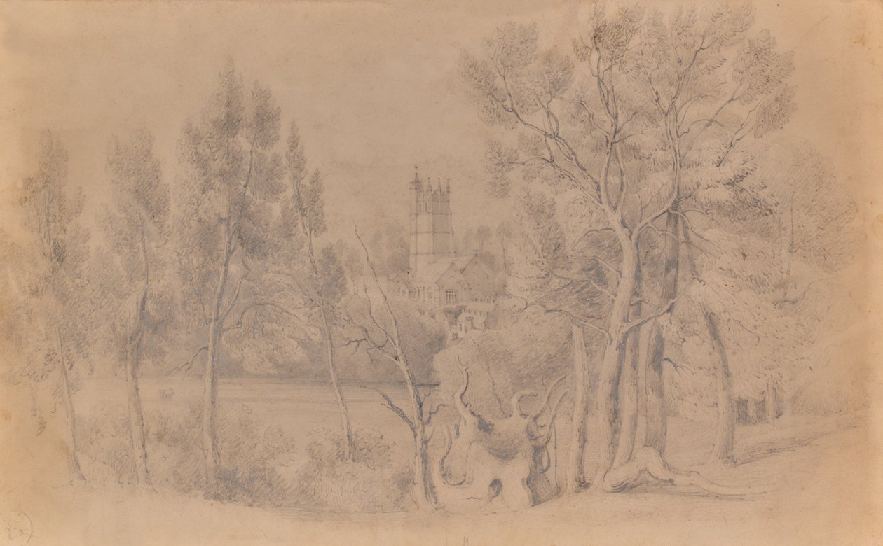 Paysage avec église - Edward Pretty