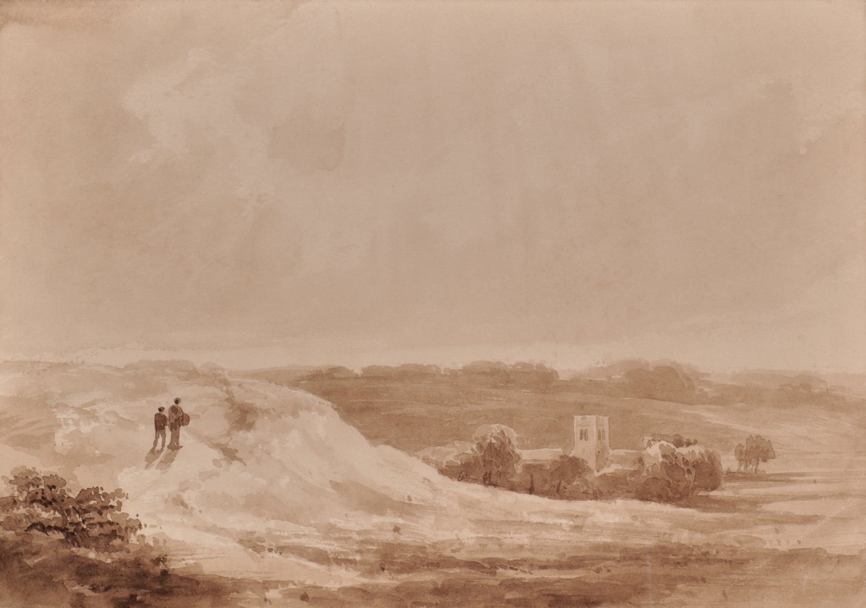 Paysage avec église dans une vallée - Edward Pretty