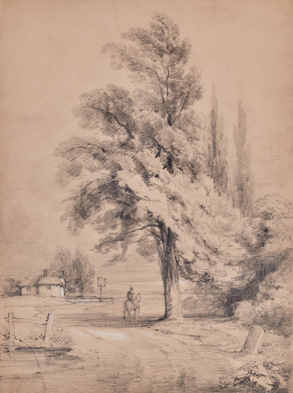 Paysage avec arbre et cavalier - Edward Pretty