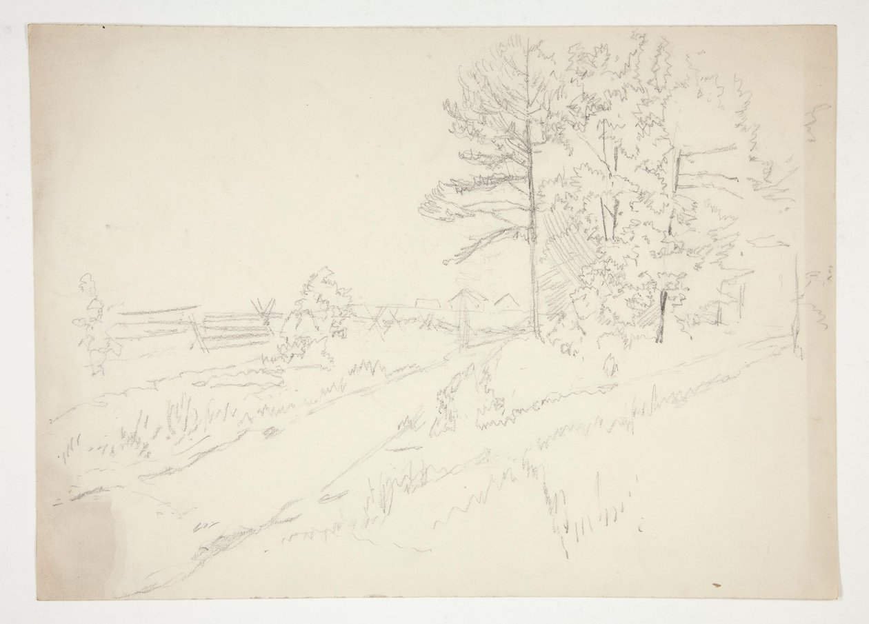 Paysage avec route traversante - Edwin Austin Abbey