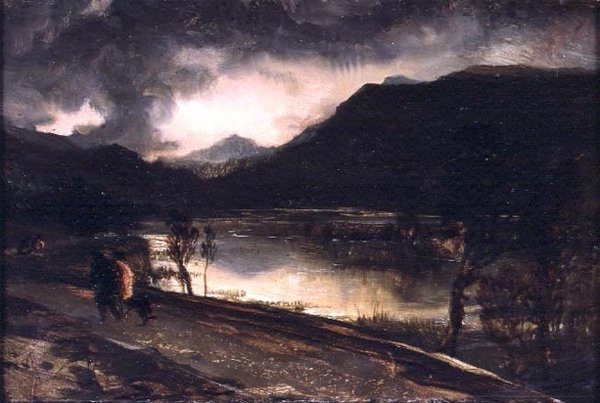 Scène de lac au coucher du soleil - Edwin Landseer