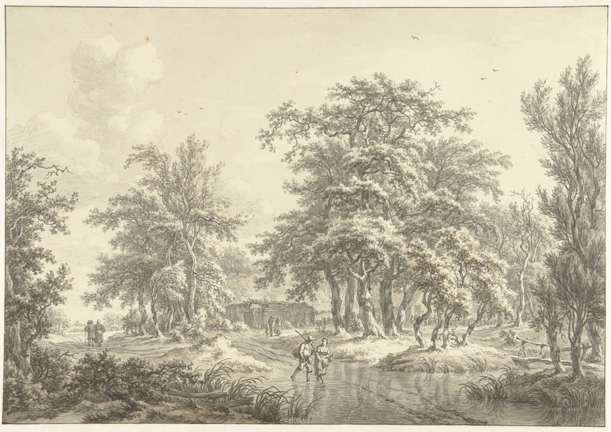 Paysage boisé avec quelques groupes de figures - Egbert van Drielst