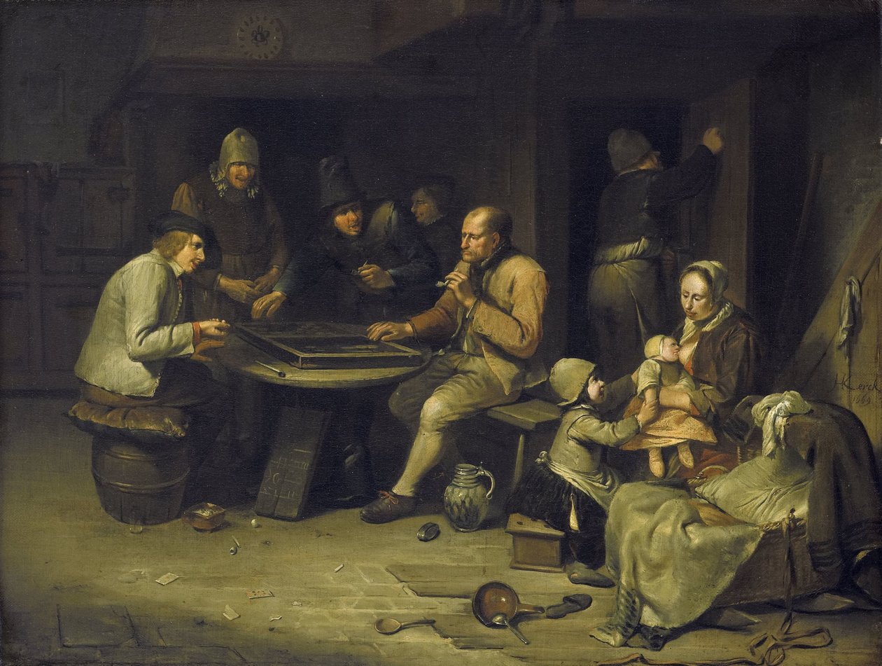Une auberge avec des joueurs de backgammon - Egbert van Heemskerck (I)
