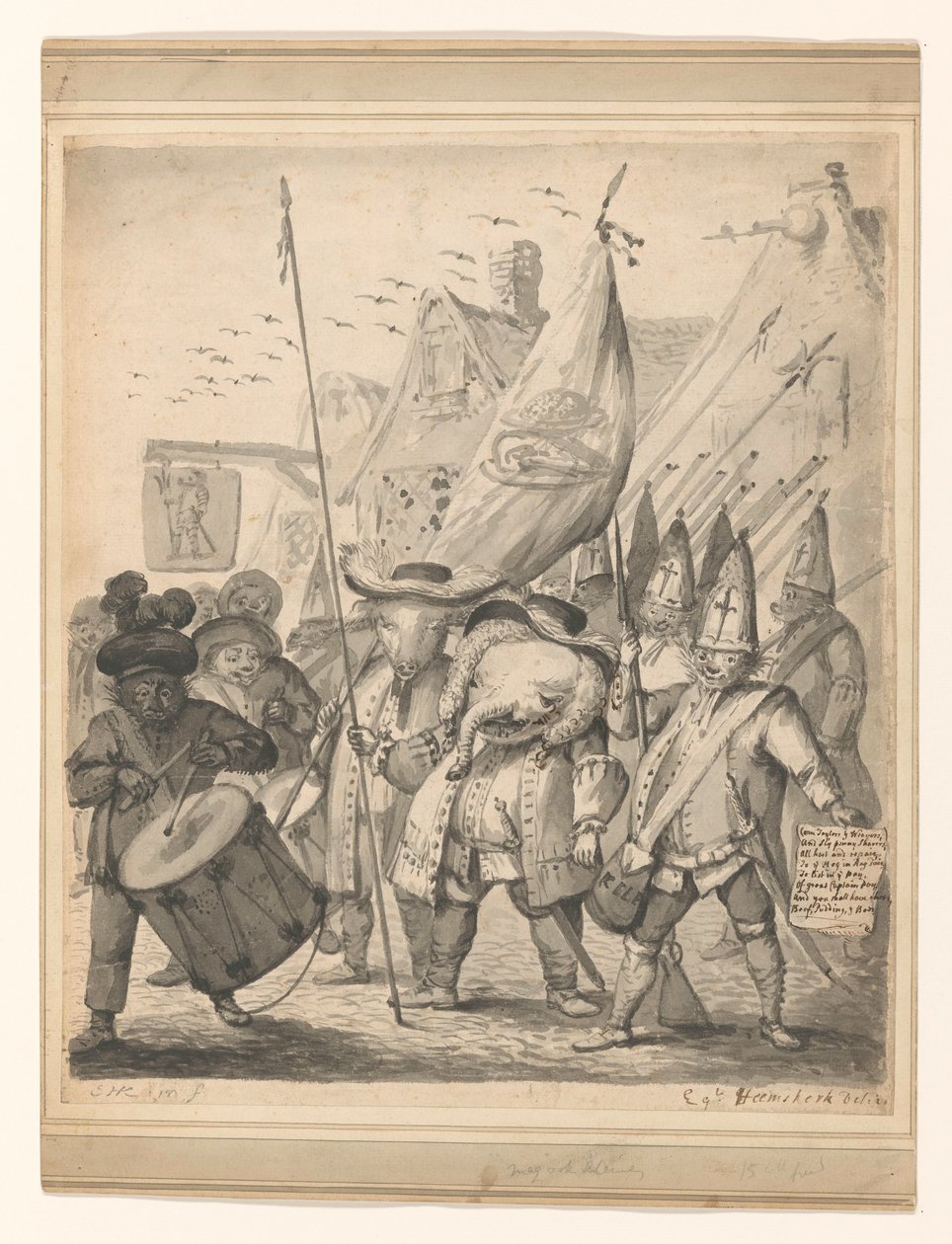 Satire animale - Egbert van Heemskerck (II) (signed by artist)