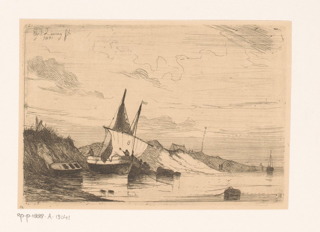 Bateau de pêche près des dunes de Blankenberge - Egidius Linnig