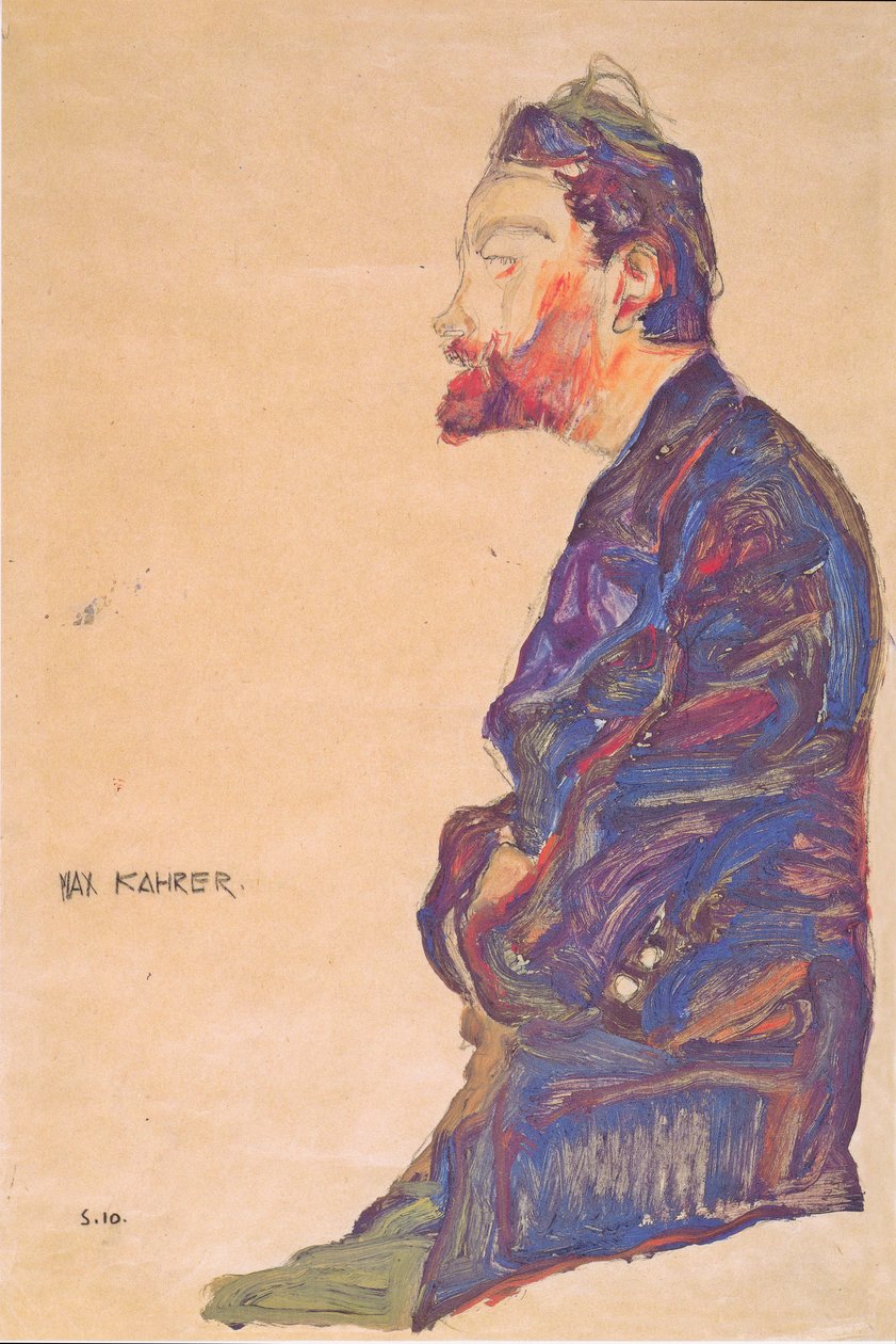 Max Kahrer de profil - Egon Schiele