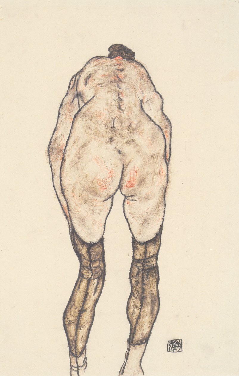 Nu féminin de dos - Egon Schiele