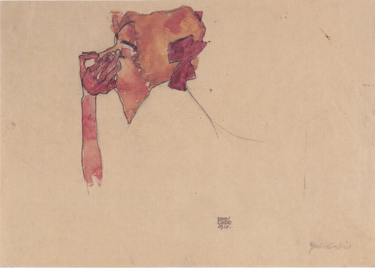 Gerti Schiele avec un nœud dans les cheveux - Egon Schiele