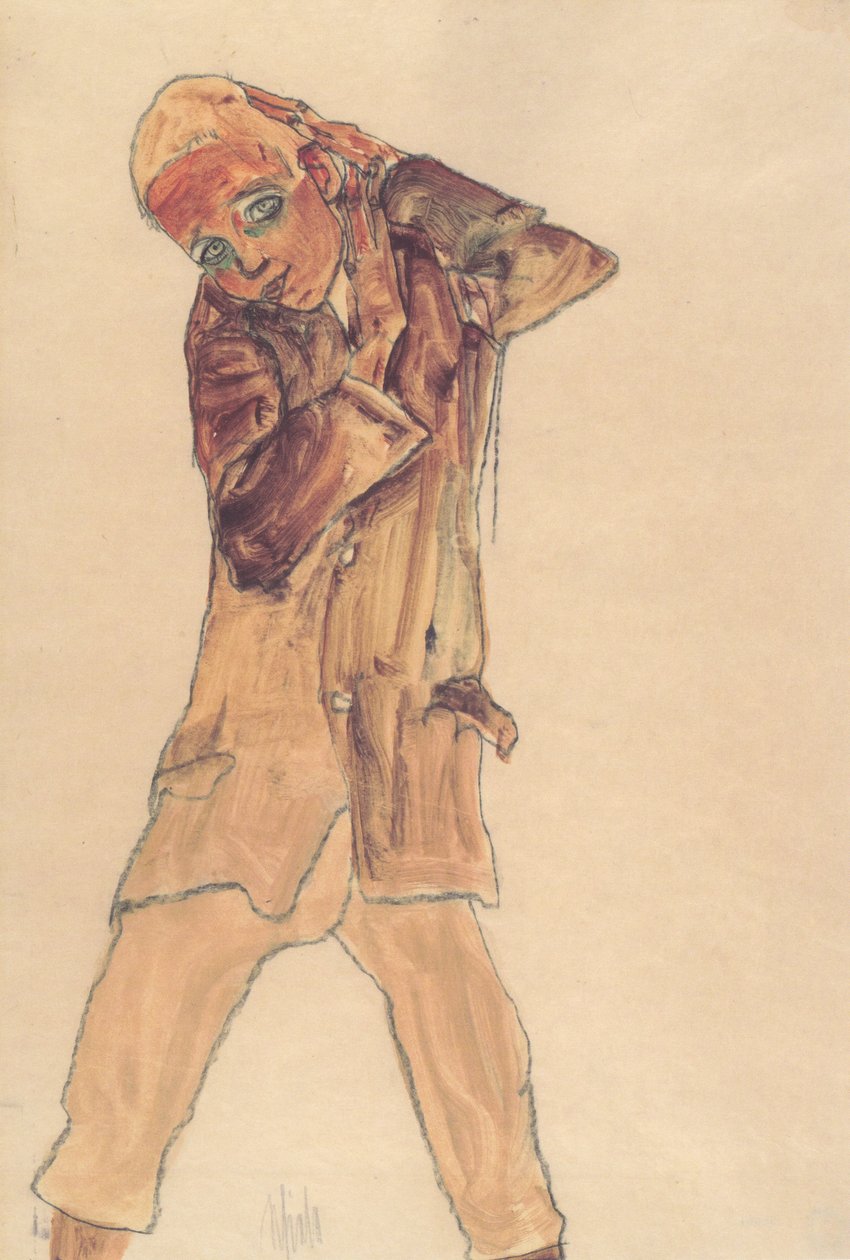 Garçon avec longue robe - Egon Schiele