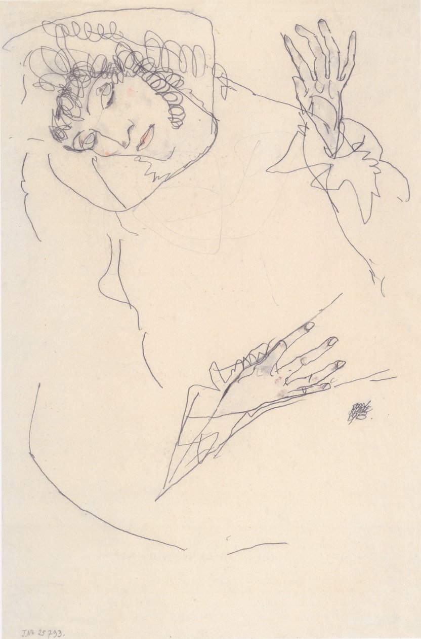 Femme allongée avec la tête inclinée - Egon Schiele