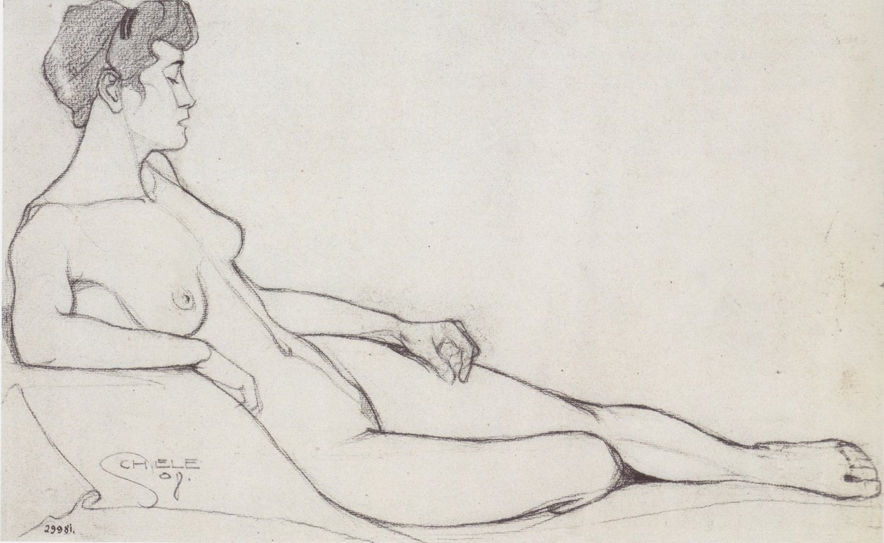 Femme nue allongée - Egon Schiele