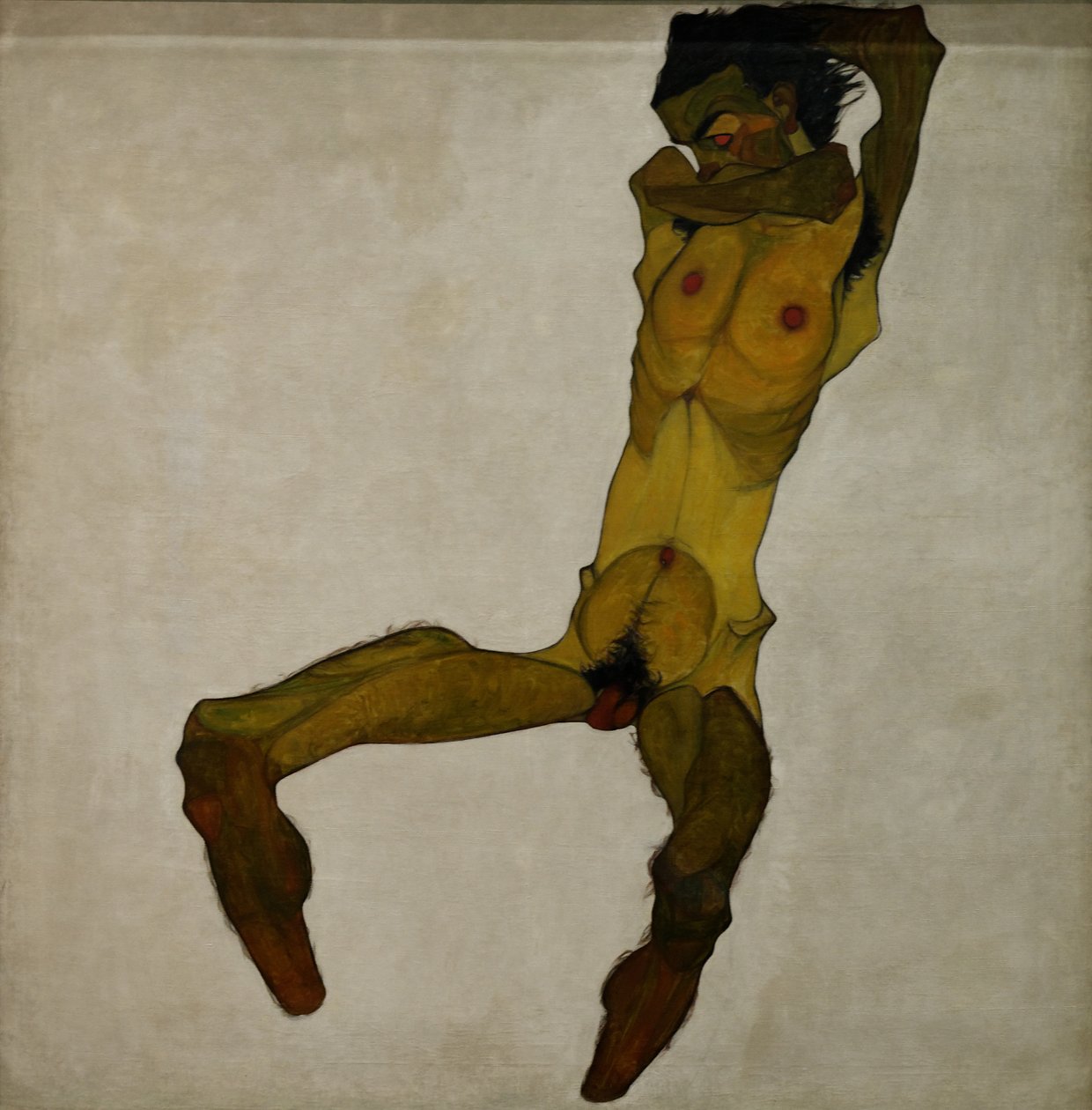 Nu masculin assis (Autoportrait) - Egon Schiele
