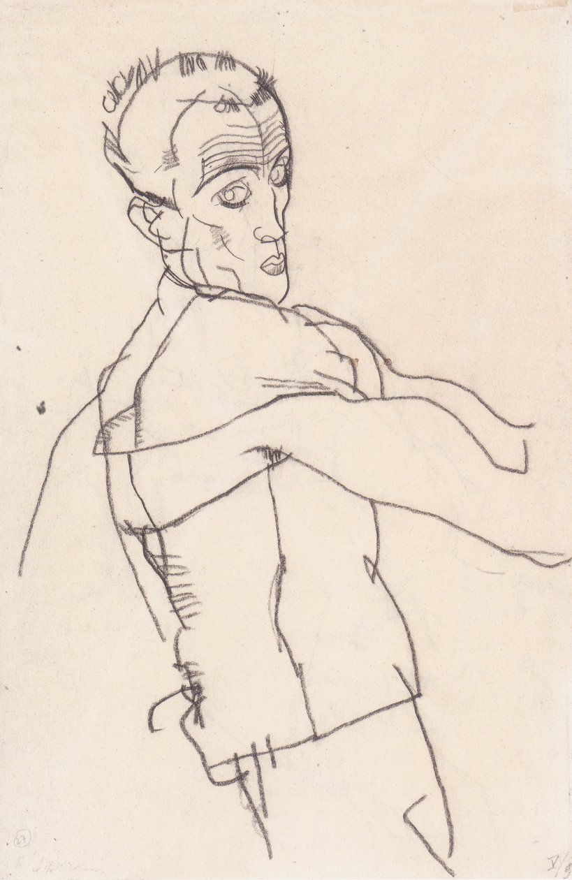 Autoportrait de profil - Egon Schiele