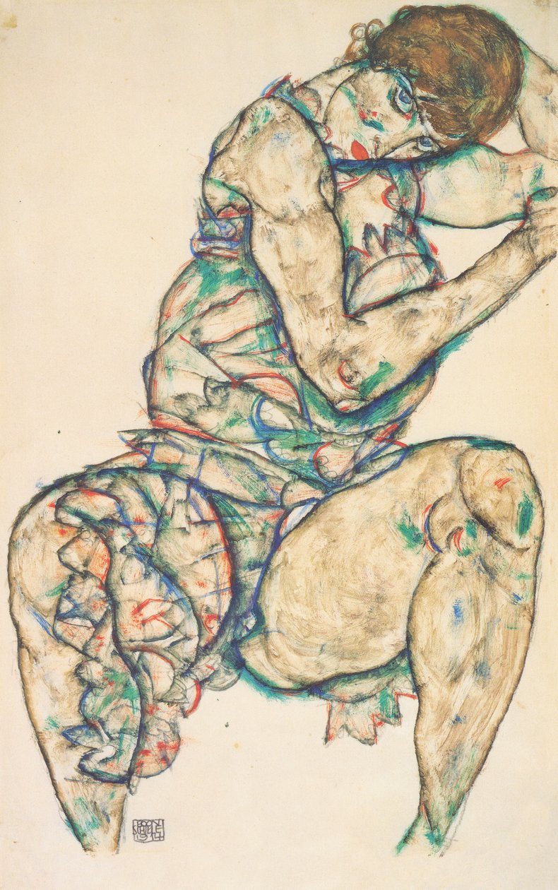 Demi-nu assis - Egon Schiele