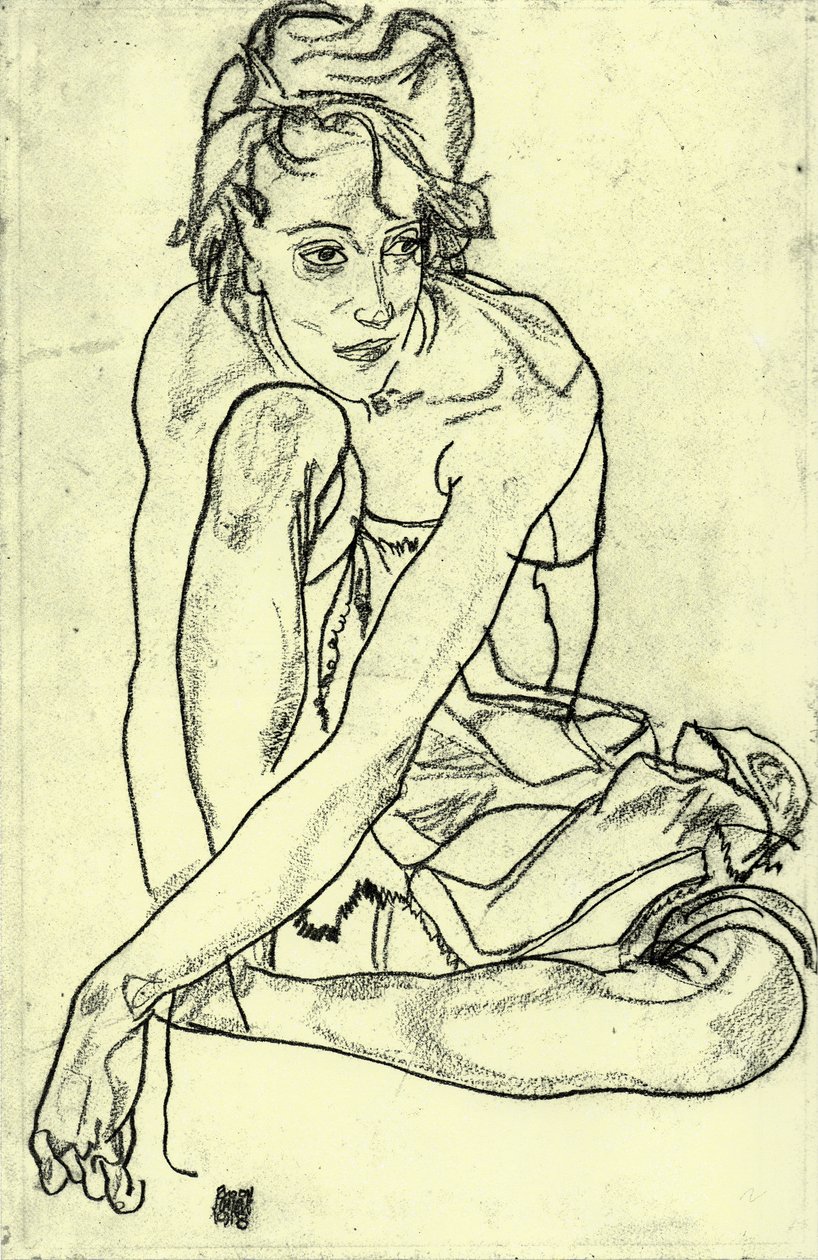 Femme accroupie - Egon Schiele
