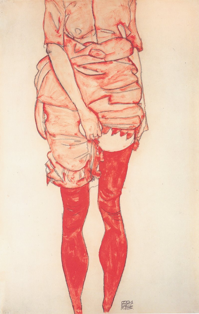 Femme debout en rouge - Egon Schiele