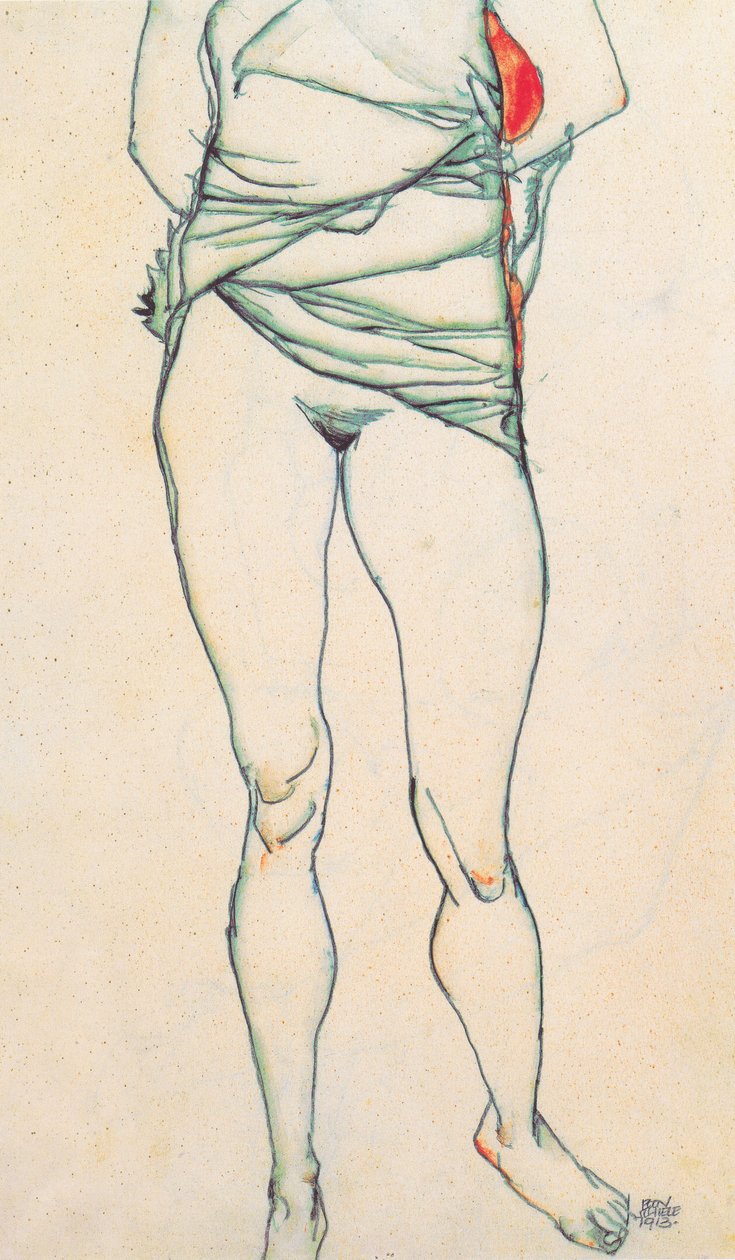 Torso féminin avec chemise relevée - Egon Schiele