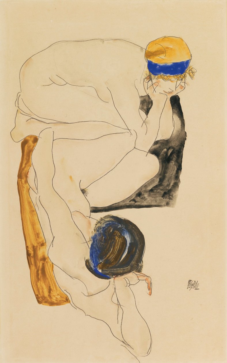 Deux figures allongées - Egon Schiele