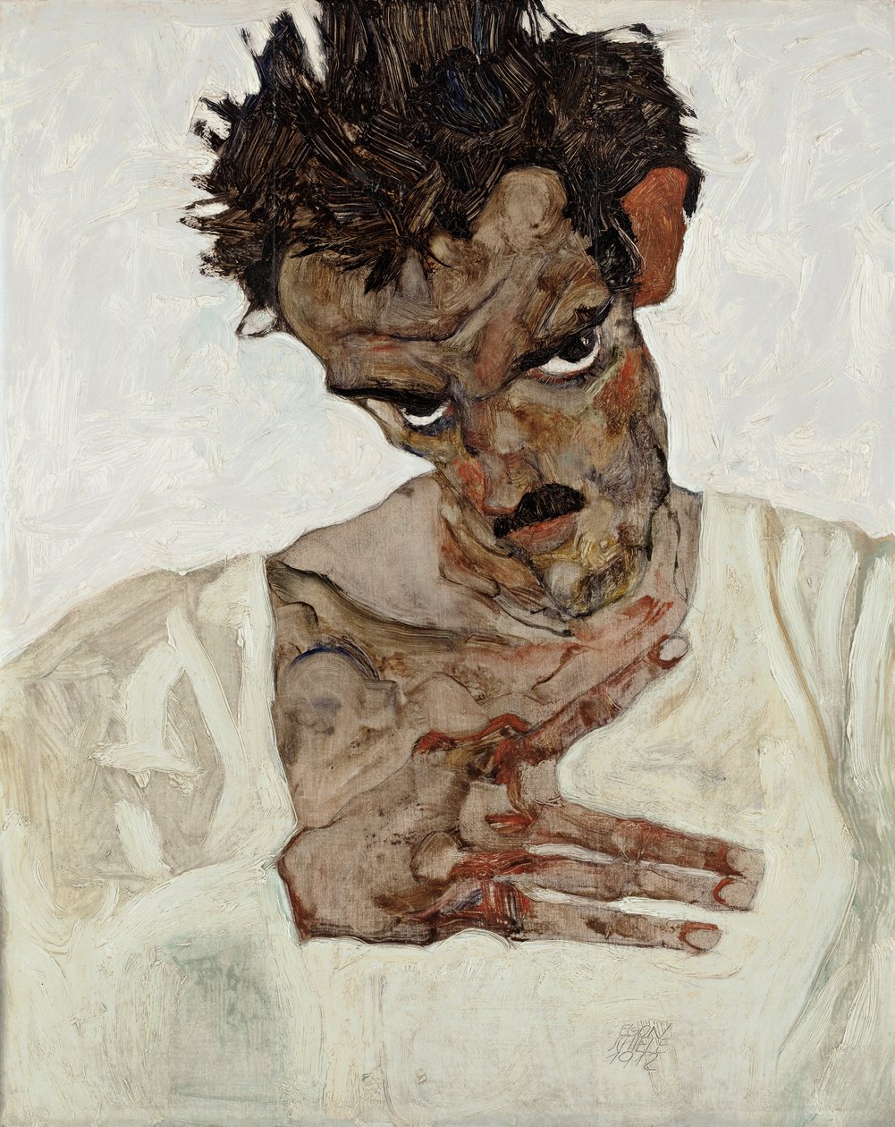 Autoportrait avec tête baissée - Egon Schiele
