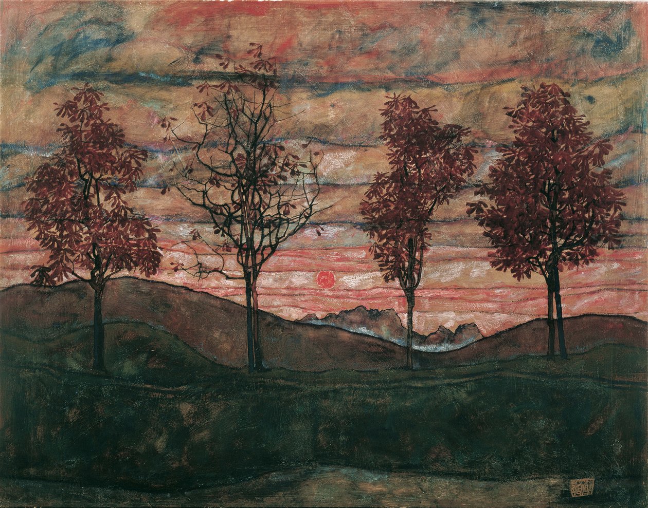 Quatre arbres, 1917 - Egon Schiele