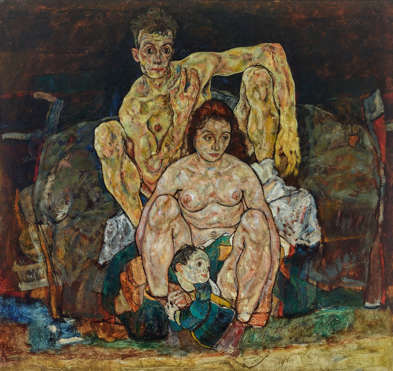 Couple accroupi (La famille) - Egon Schiele