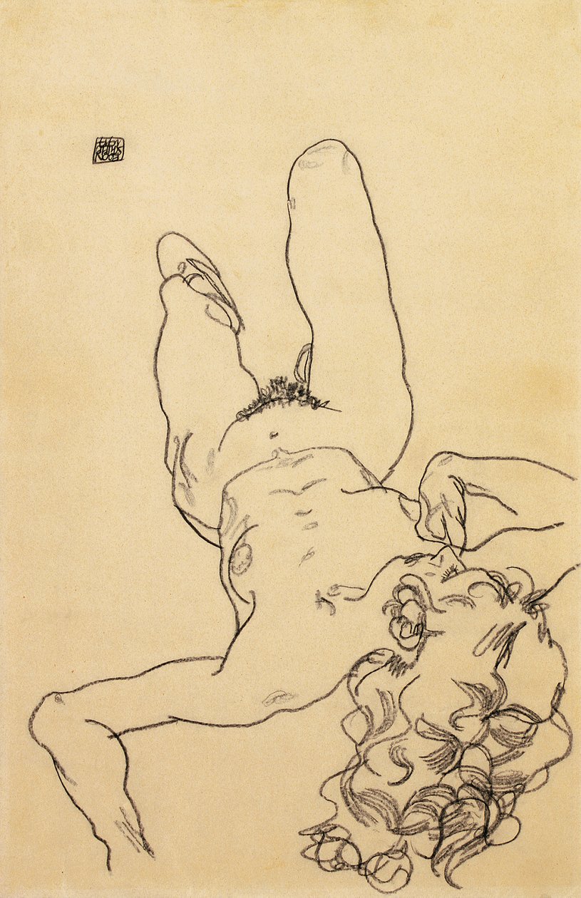 Femme nue agenouillée - Egon Schiele