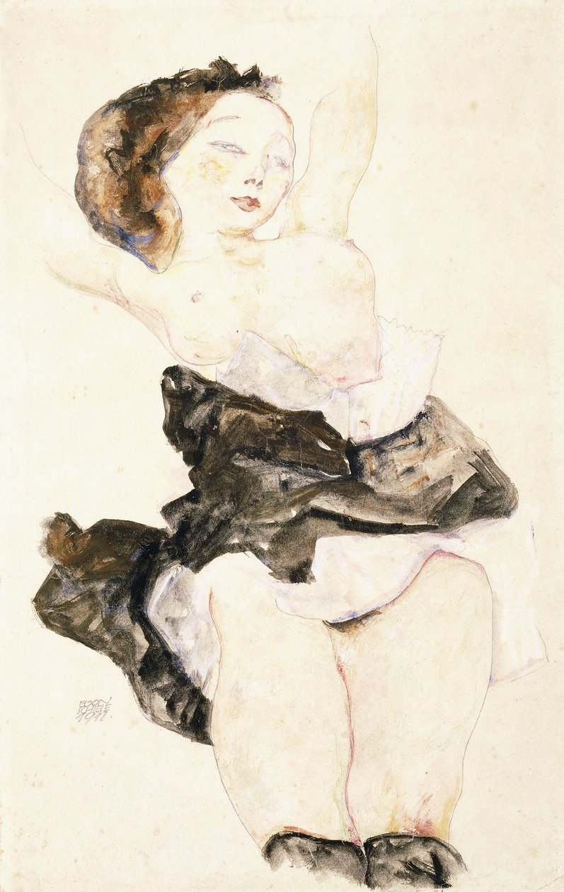Jeune fille allongée, à demi-nue, 1912 - Egon Schiele