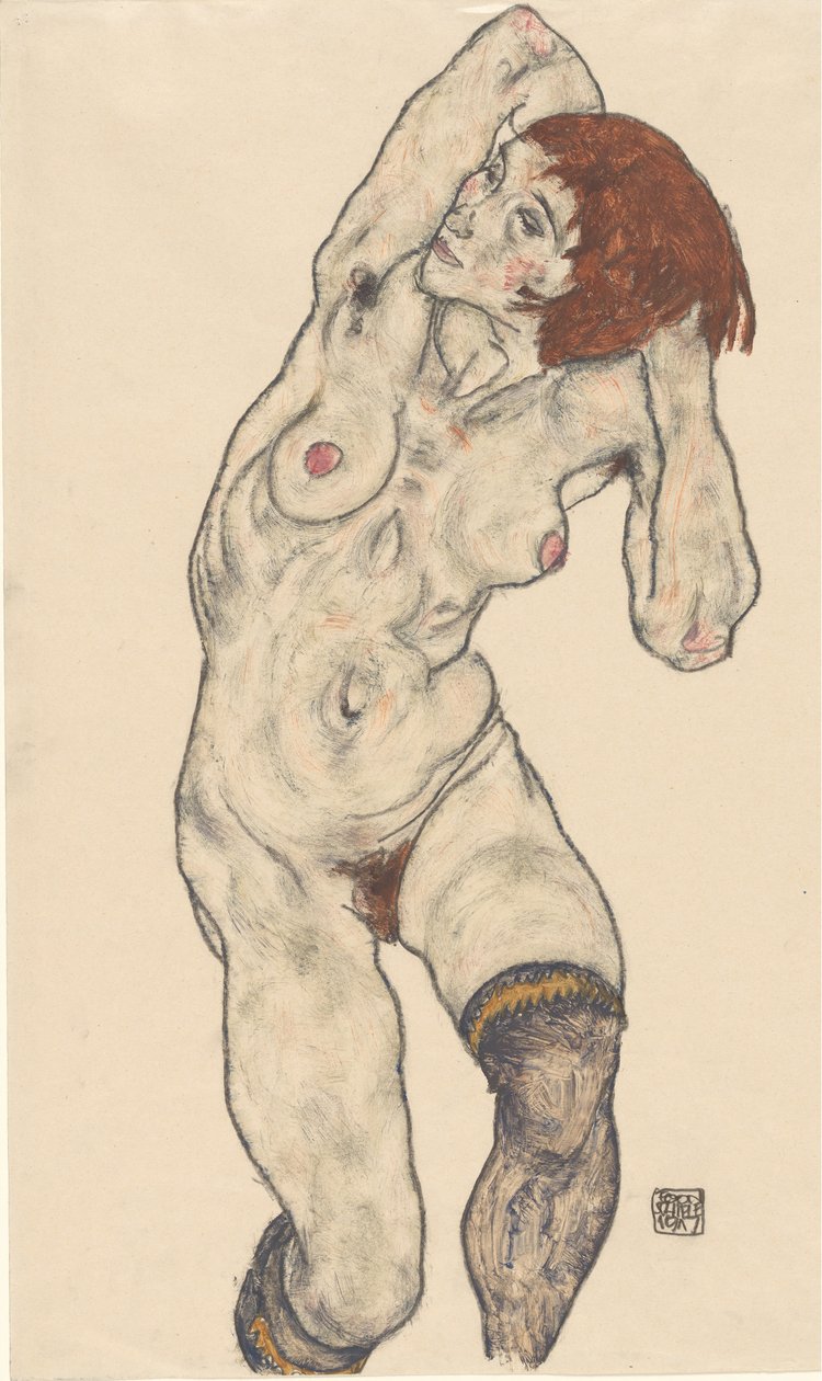 Nu en Bas Noirs, 1917 - Egon Schiele