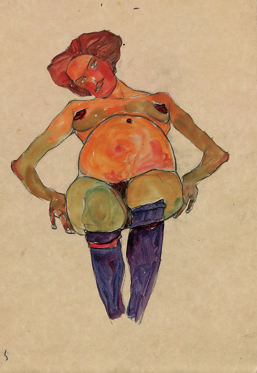 Femme enceinte assise - Egon Schiele