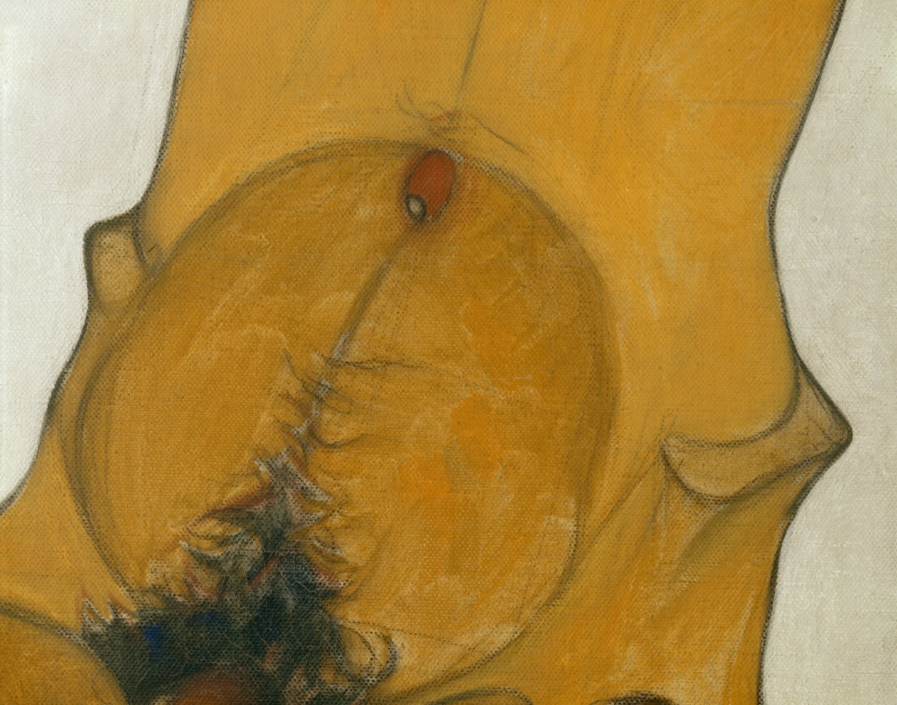Sitzender Männerakt ... (huile et aquarelle sur toile) - Egon Schiele