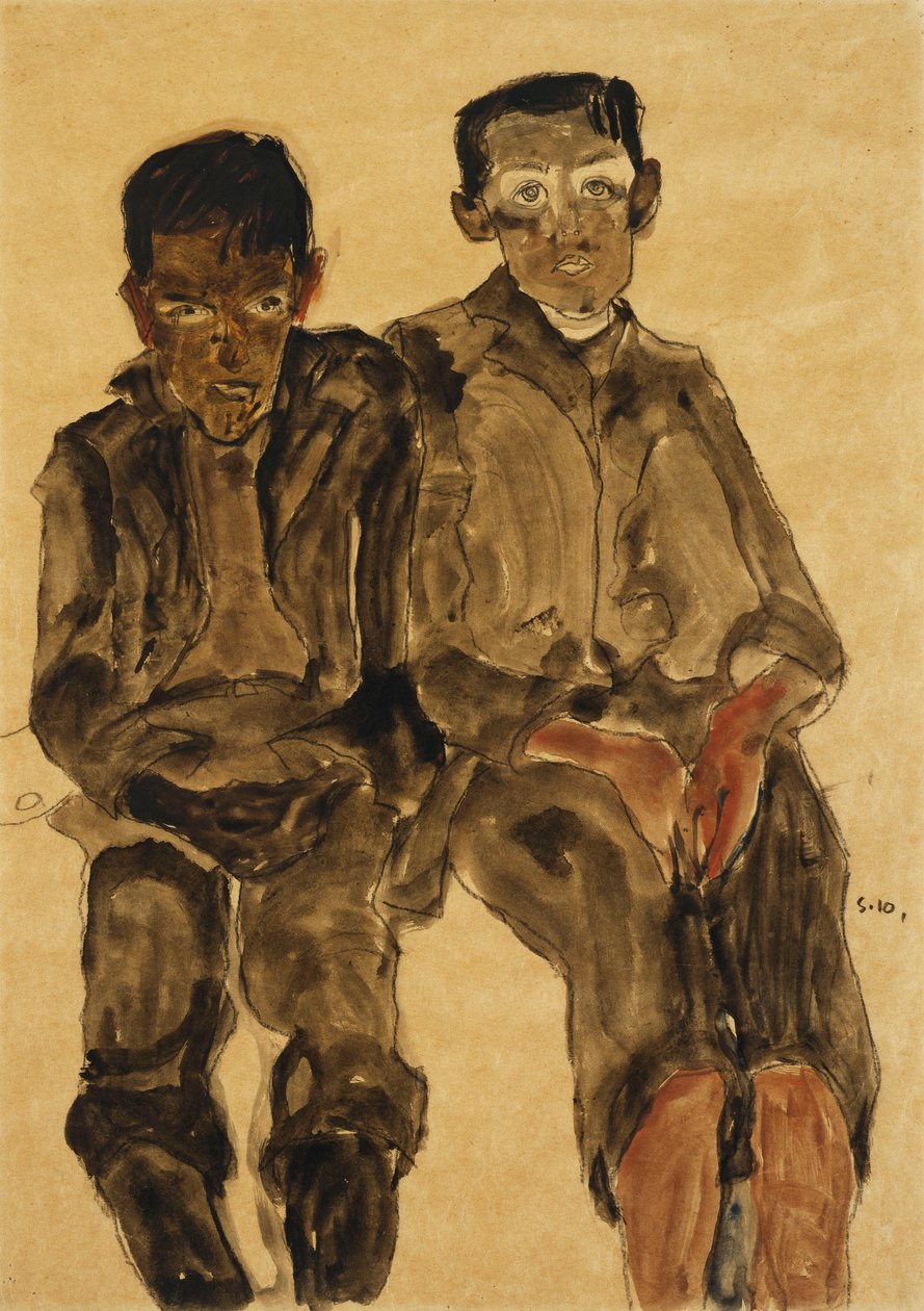 Deux garçons assis, 1910 - Egon Schiele