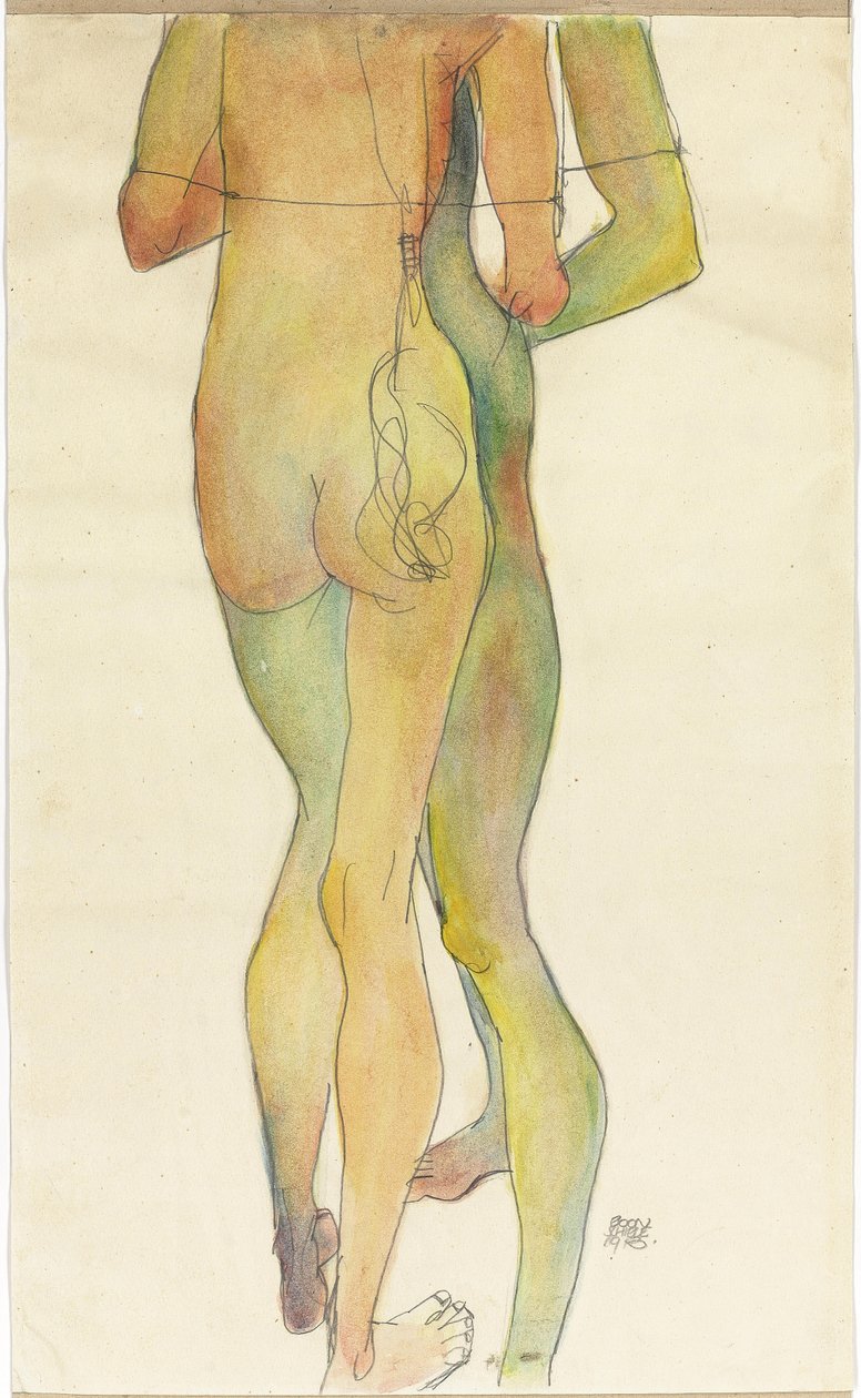 Deux nus debout - Egon Schiele