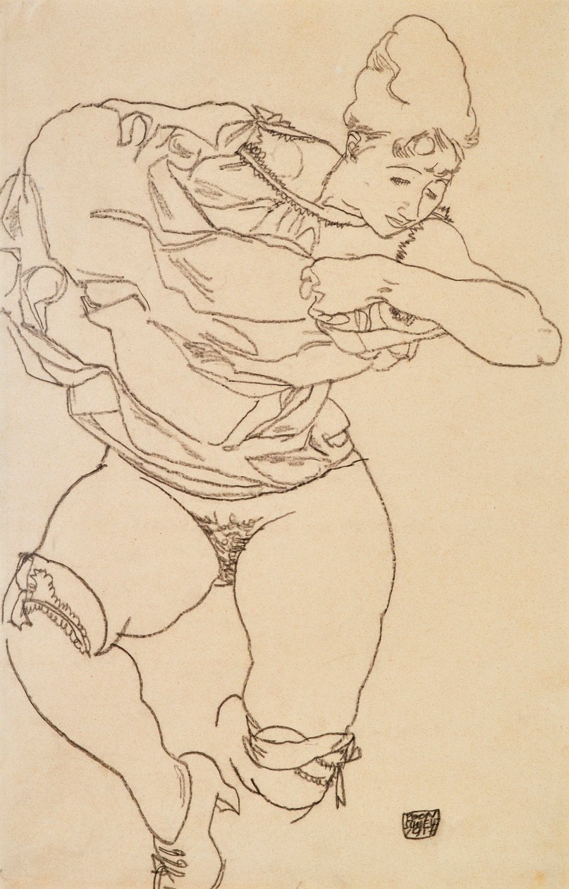 Femme se déshabillant, 1917 - Egon Schiele
