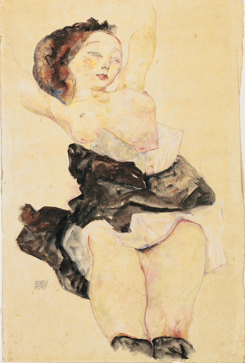 Jeune fille allongée, à demi-nue, 1912 - Egon Schiele