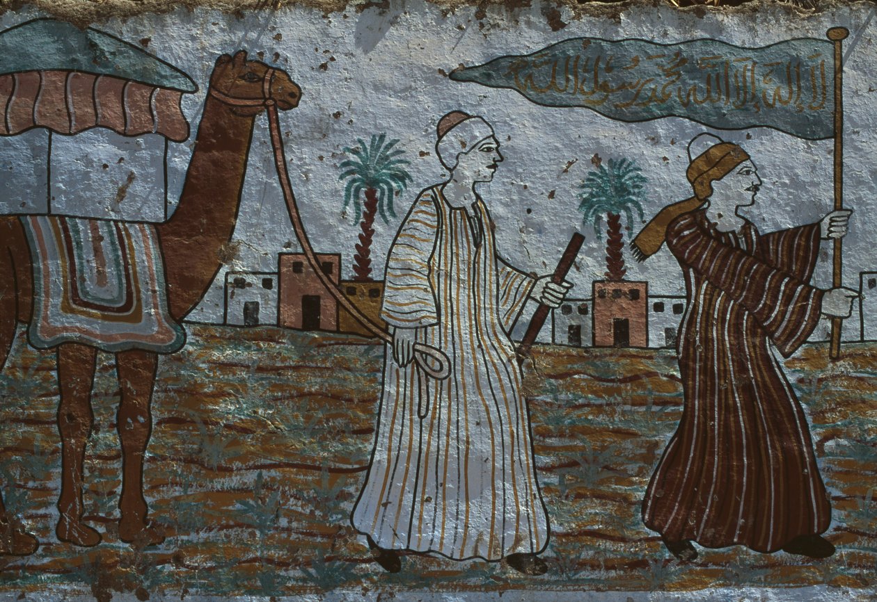 Mur peint représentant des hommes avec un chameau - Egyptian