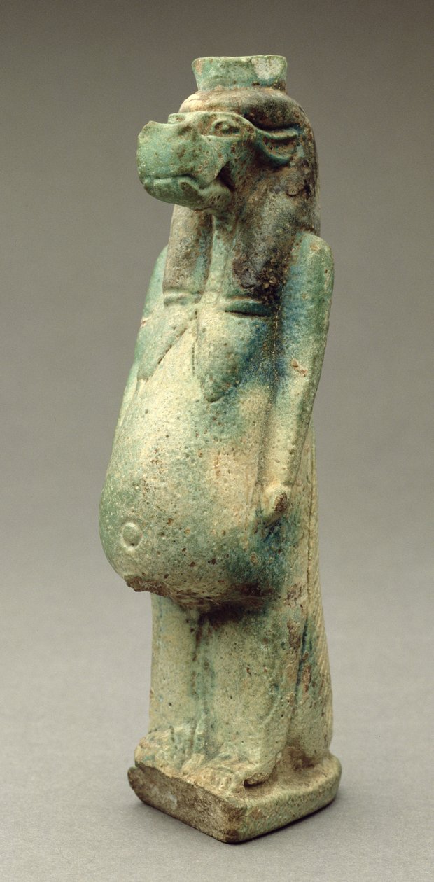 Statuette de la déesse Taweret, un hippopotame avec une queue de crocodile (faïence) - Egyptian