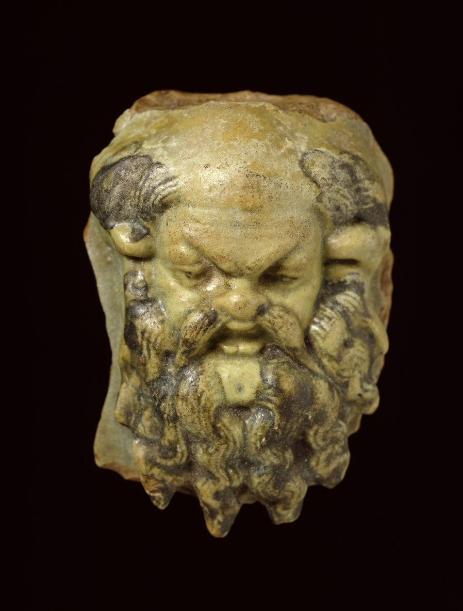 Tête de Silène en faïence émaillée - Egyptian Ptolemaic Period