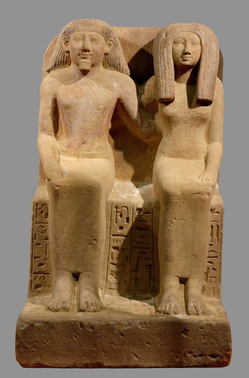 Ounsu, scribe-bibliothécaire, et sa femme Imenhetep ... - Egyptian 18th Dynasty