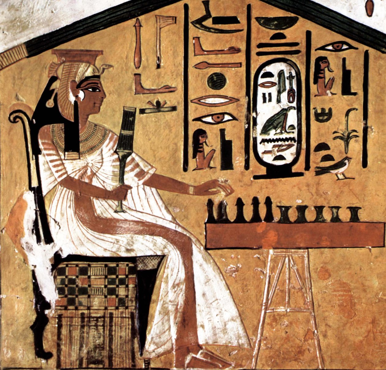 Néfertari jouant au Senet (papyrus) - Egyptian 19th Dynasty